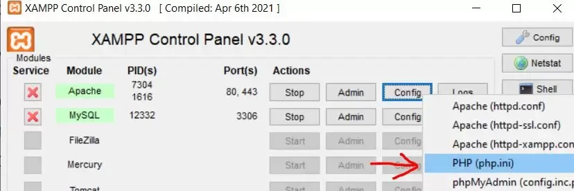 Editando o arquivo PHP.ini no Xampp
