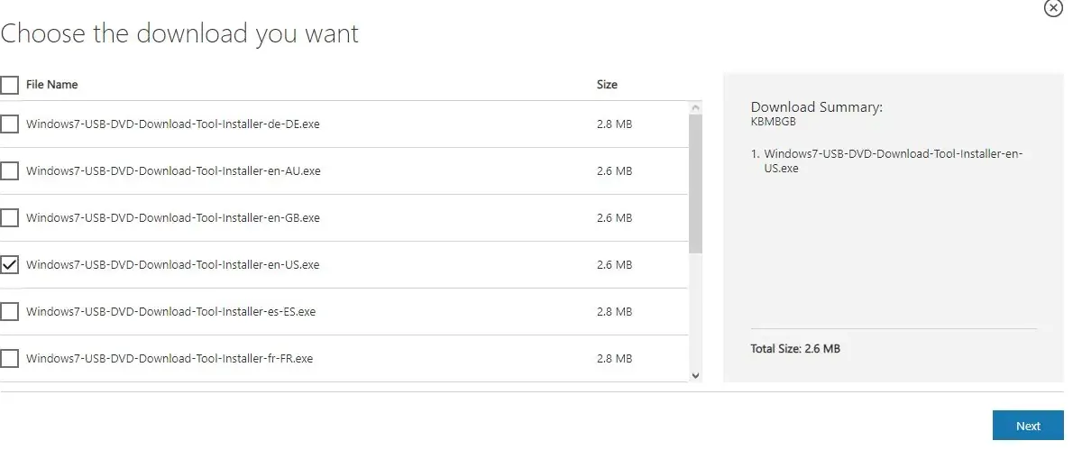 Baixando o USB/DVD Download Tool