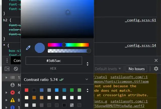 Obter taxa de contraste no Color Picker.