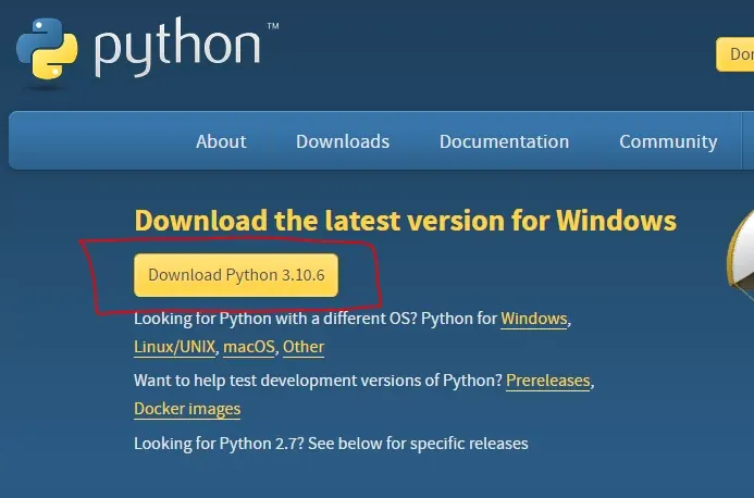 download Python para Windows.