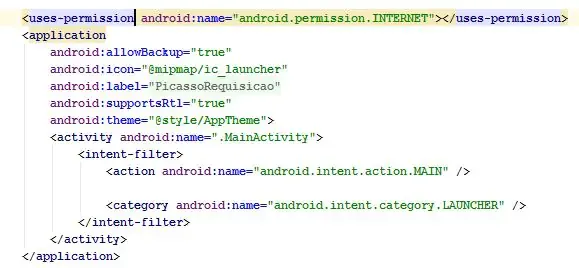Permissão para acesso a internet no AndroidManifest.xml.