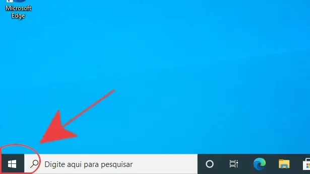 Area de trabalho seta apontando para o menu inciar