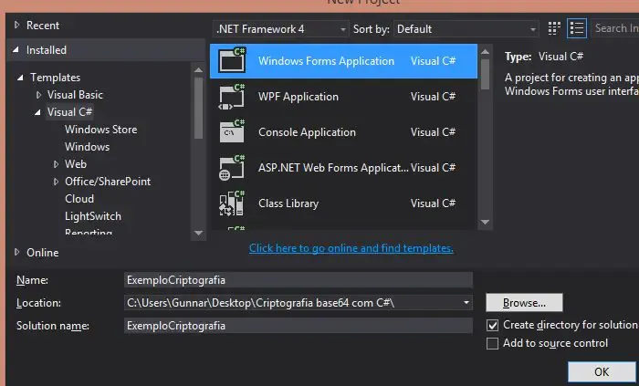 Criptografia base64 com C#