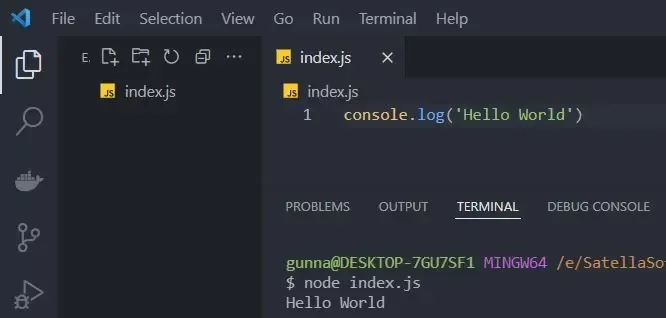 Primeiro script em NodeJS