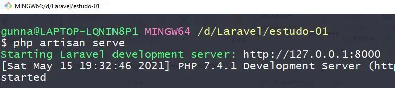 Subindo um servidor laravel com php artisan