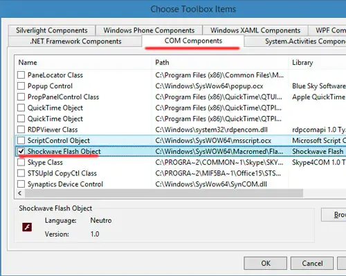 Visual Studio 2013 COM Components