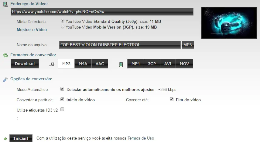 Download vídeo do Youtube para MP3