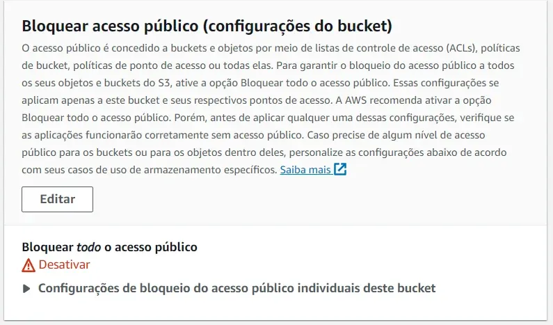 Bloquear acesso público.