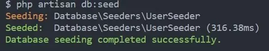 Rodando as Seeders no Laravel.