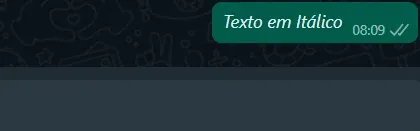 Formatação Whatsapp em Itálico.