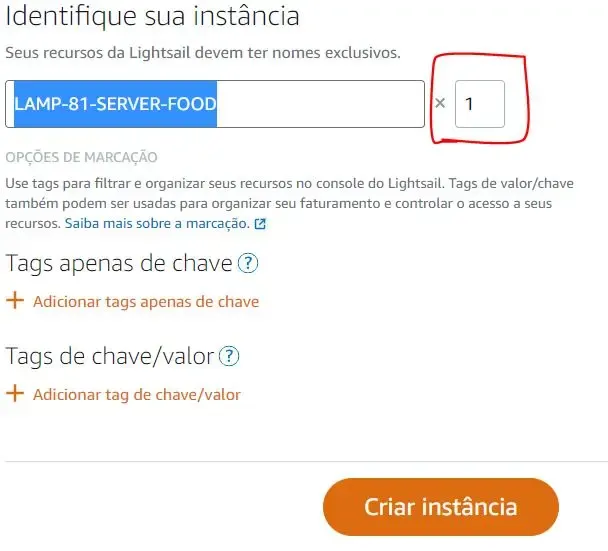 Atribuindo um nome a instância e criando uma instalação