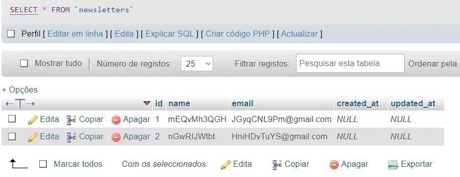 Consulta de dados populado por um Seeder no Laravel.