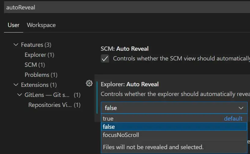 Desativar scroll no Visual Code ao fechar um arquivo