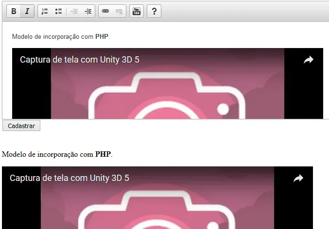 CKEditor instalado com o PHP
