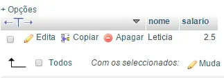 Consulta em tabela no MySQL.